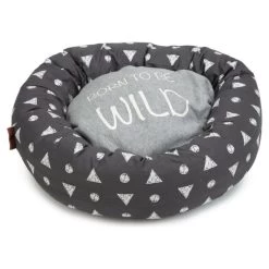 BEEZTEES Kissen LOUNGEKISSEN Born To Be Wild Grau Ø 60cm Höhe 15cm Für Hunde