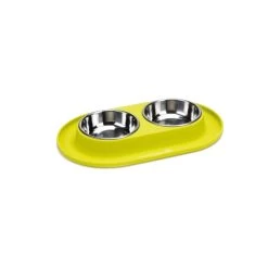 BEEZTEES Napf DINERSET Edelstahl Silikon Grün 31 X 19cm 2 X 125ml Für Hunde