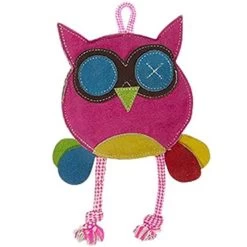 BOBBY Spielzeug Loulou Le Hibou EULE Leder Tau Farbe Rose 27 X 14cm Für Hunde