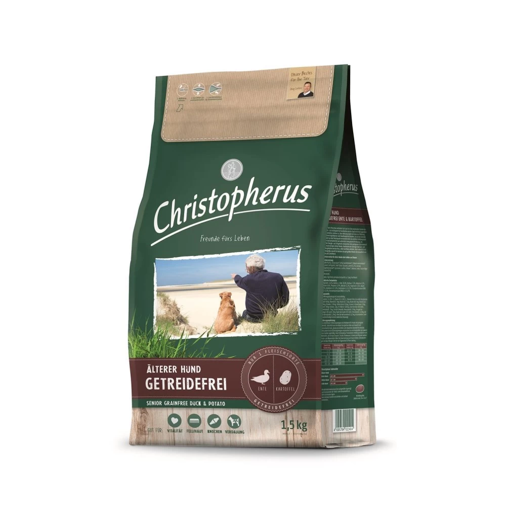 CHRISTOPHERUS Trockenfutter GETREIDEFREI SENIOR Ente Kartoffel FĂĽr Hunde