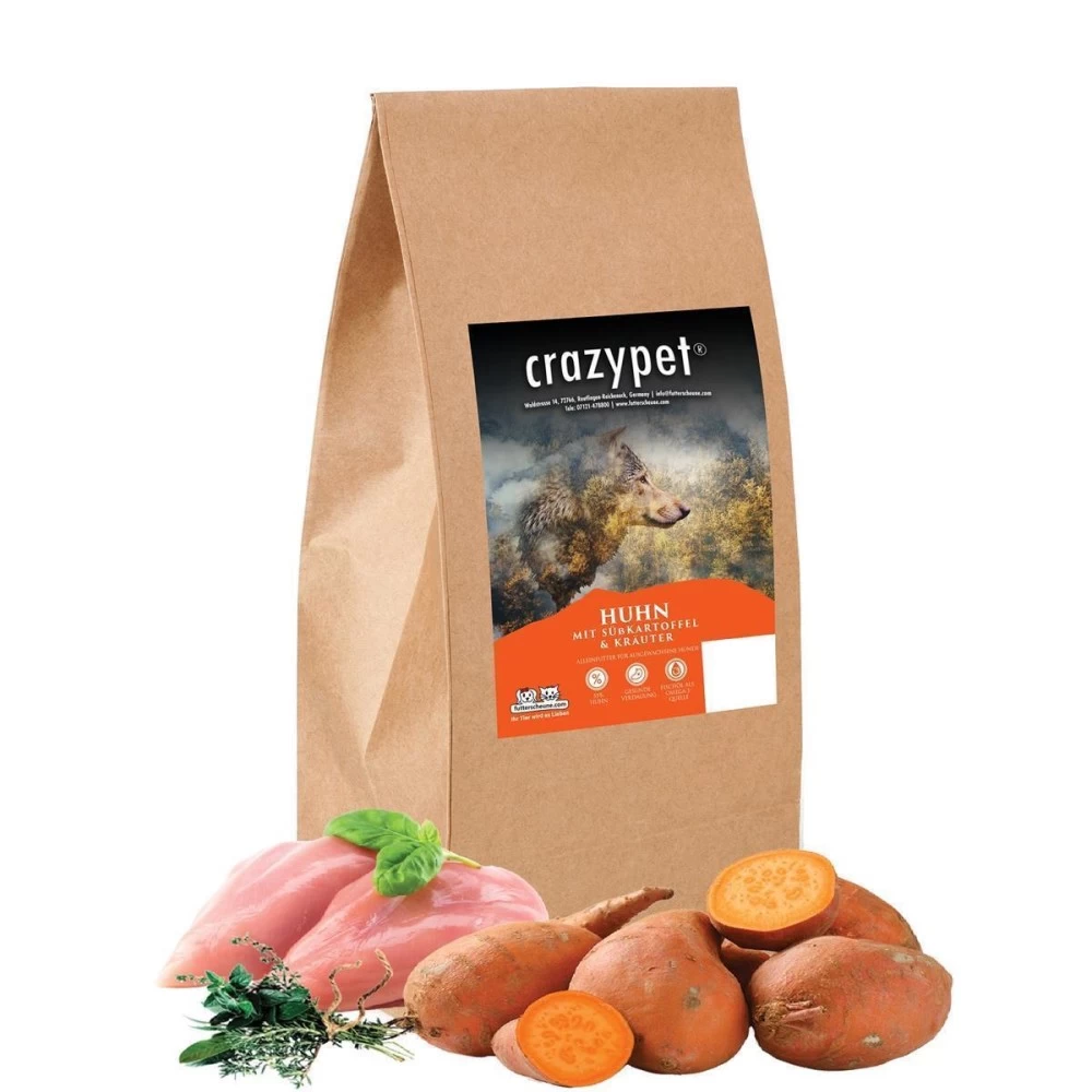 CRAZYPET® Trockenfutter HUHN Mit Süßkartoffel Getreidefrei Für Hunde
