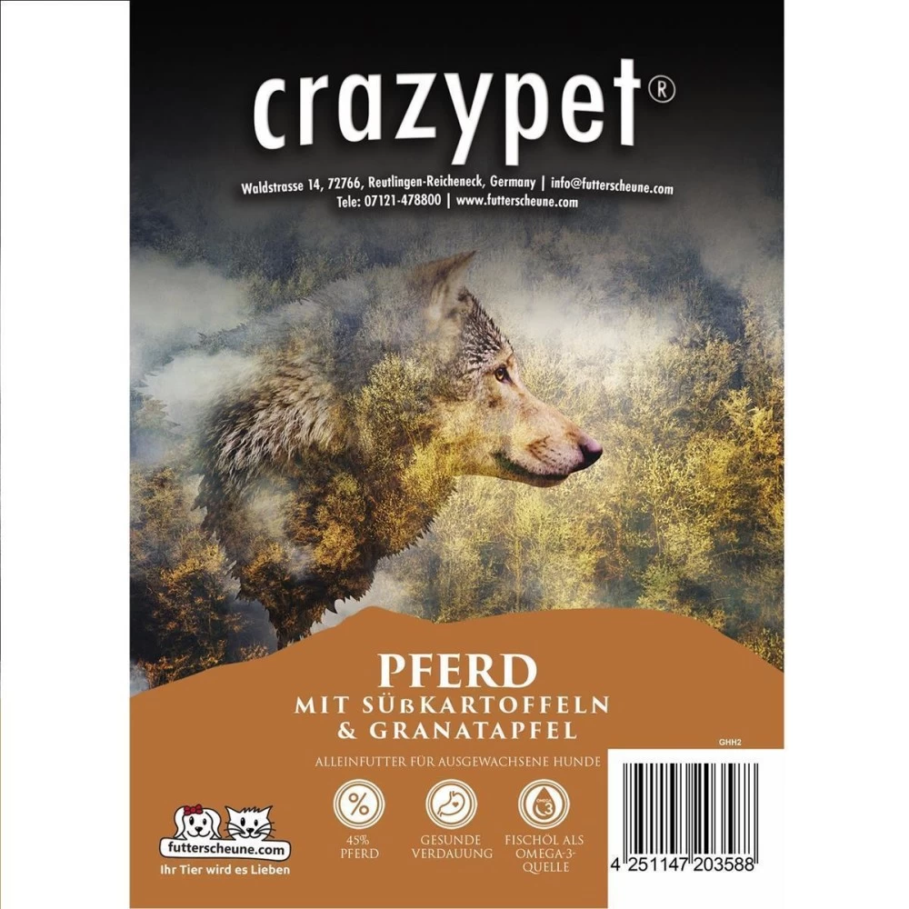 CRAZYPET® Trockenfutter PFERD Mit Süßkartoffeln Getreidefrei Für Hunde