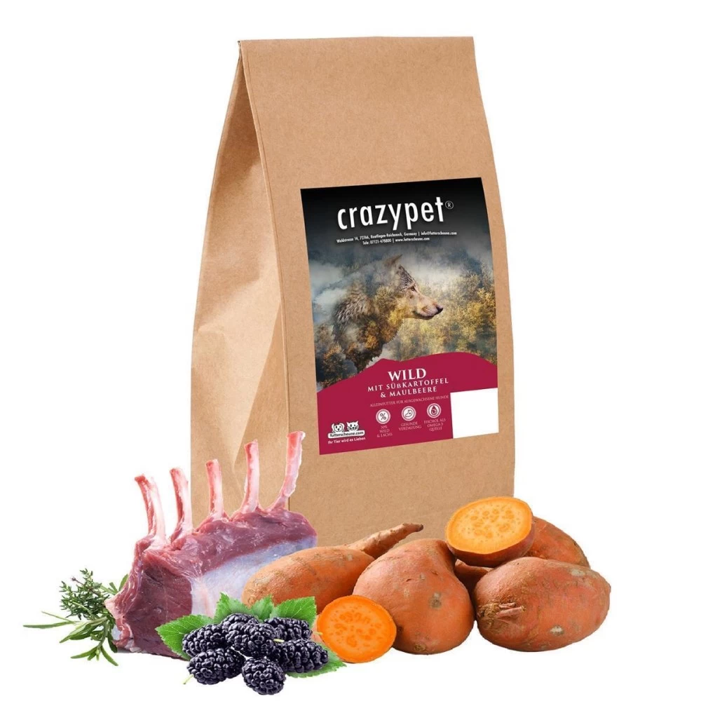 CRAZYPET® Trockenfutter WILD Mit Süßkartoffel Getreidefrei Für Hunde
