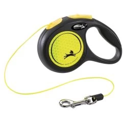 FLEXI NEW Roll-Leine CLASSIC NEON SEIL Schwarz/neongelb Für Hunde