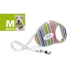 FLEXI Roll-Leine FASHION LADIES Gr. M 5m Gurt Bis 25kg STREIFEN Für Hunde