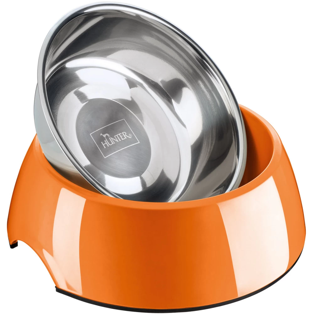 HUNTER Napf MELAMIN-NAPF 350ml Edelstahlnapf Herausnehmbar Orange FĂŒr Hunde â Bild 2