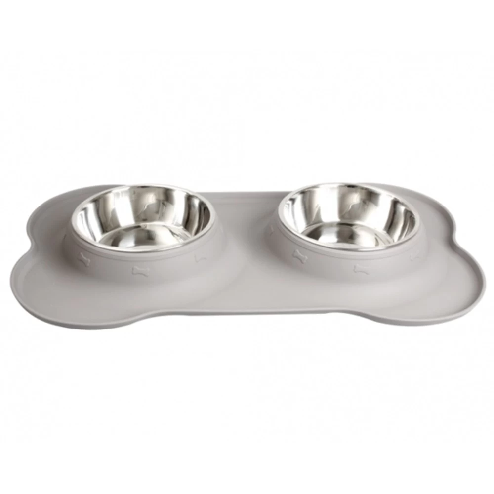 KARLIE FLAMINGO Edelstahlnapf DINER SET Silikon 2 X 350ml FĂŒr Katzen Und Hunde