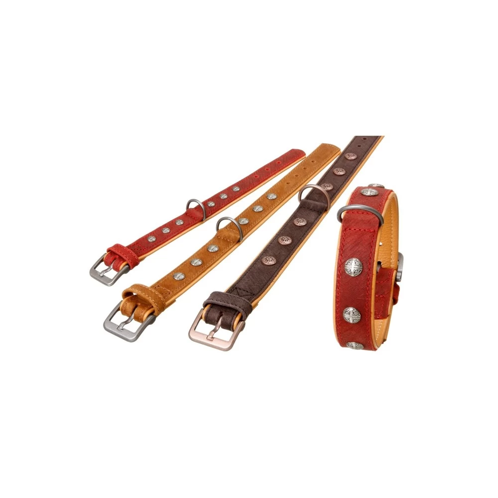 KARLIE Halsband Buffalo Oriental Leder 35mm 55cm Dunkelrot/Natur Für Hunde – Bild 2