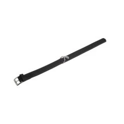 KARLIE Halsband BUFFALO Schwarz 50cm 30mm GenĂ€ht Leder Mit Adresstube FĂŒr Hunde