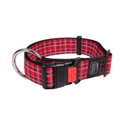 KARLIE Halsband NYLONHALSBAND TARTAN Aufgenäht 55-75cm 40mm Rot Für Hunde