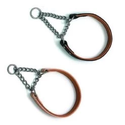 KARLIE Halsband RONDO Schwarz 23mm 45cm Leder Kette Mit Stopper Für Hunde