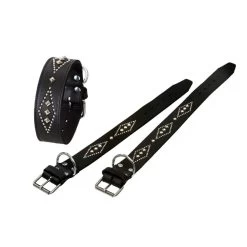KARLIE Halsband RONDO Schwarz 50mm 70cm Doubliert/Ziernieten Für Hunde