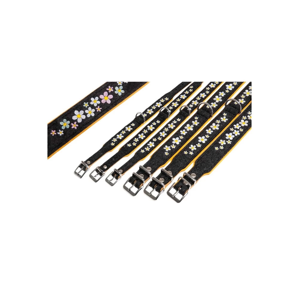 KARLIE Halsband SOLEIL Filz/Leder 60cm 40mm Anthrazit/gelb Unterlegt Für Hunde – Bild 2