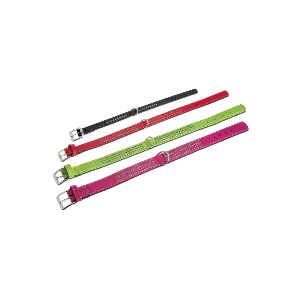 KARLIE Halsband VINTAGE STRASS Leder Braun 40mm 65cm Braun Unterlegt FĂŒr Hunde â Bild 2