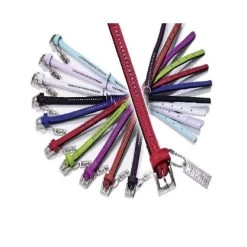 KARLIE Halsband VINTAGE Violett Leder Straß Einreihig 24cm 10mm Für Hunde