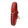KARLIE Lederhalsband BUFFALO STRASS Rot 21cm 10mm Für Hunde
