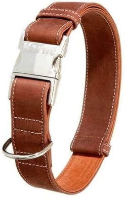 KARLIE Lederhalsband BUFFALO ULTRA Braun-hellbraun Verschiedene Größen Für Hunde
