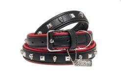 KARLIE Lederhalsband ROCK BY HEINO Schwarz/Rot Für Hunde