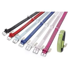 KARLIE Lederhalsband VINTAGE HALSBAND BLAU Straß Zweireihig Für Hunde