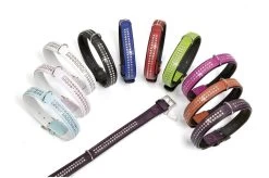 KARLIE Lederhalsband VINTAGE HALSBAND TERRAKOTTA Straß Zweireihig Für Hunde