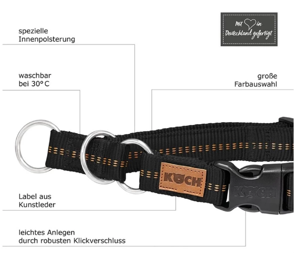KOCH Halsband NYLON-KLICK-ZUGHALSBAND 20mm 25-35cm Gepolstert Für Hunde – Bild 10