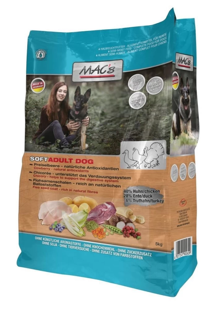MAC'S SOFT Halbfeuchtfutter HUHN ENTE TRUTHAHN Getreidefrei FĂŒr Hunde