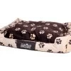 PAKMAS Hundebett OEKO-BED Mit Wendeoptik In Plüsch Pfoten Braun 120 X 95 X 28cm