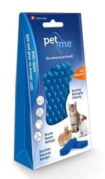 Beeztees PET+ME Bürste CAT Kurzhaar Bürste Silikon 12cm Blau Für Hunde Und Katzen