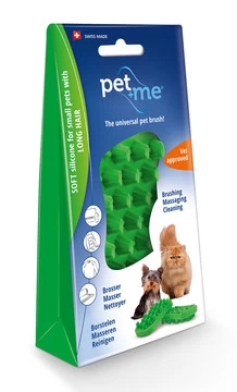 PET+ME Bürste CAT Langhaar Bürste Silikon 12cm Grün Für Hunde Und Katzen