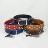 Savelli-Pet Halsband Echtleder Abgerundete Nieten 39,5cm - 48,5cm Für Hunde