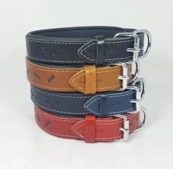 Savelli-Pet Halsband Echtleder Knochenprägung Softpad Ca.34 - 42cm Für Hunde