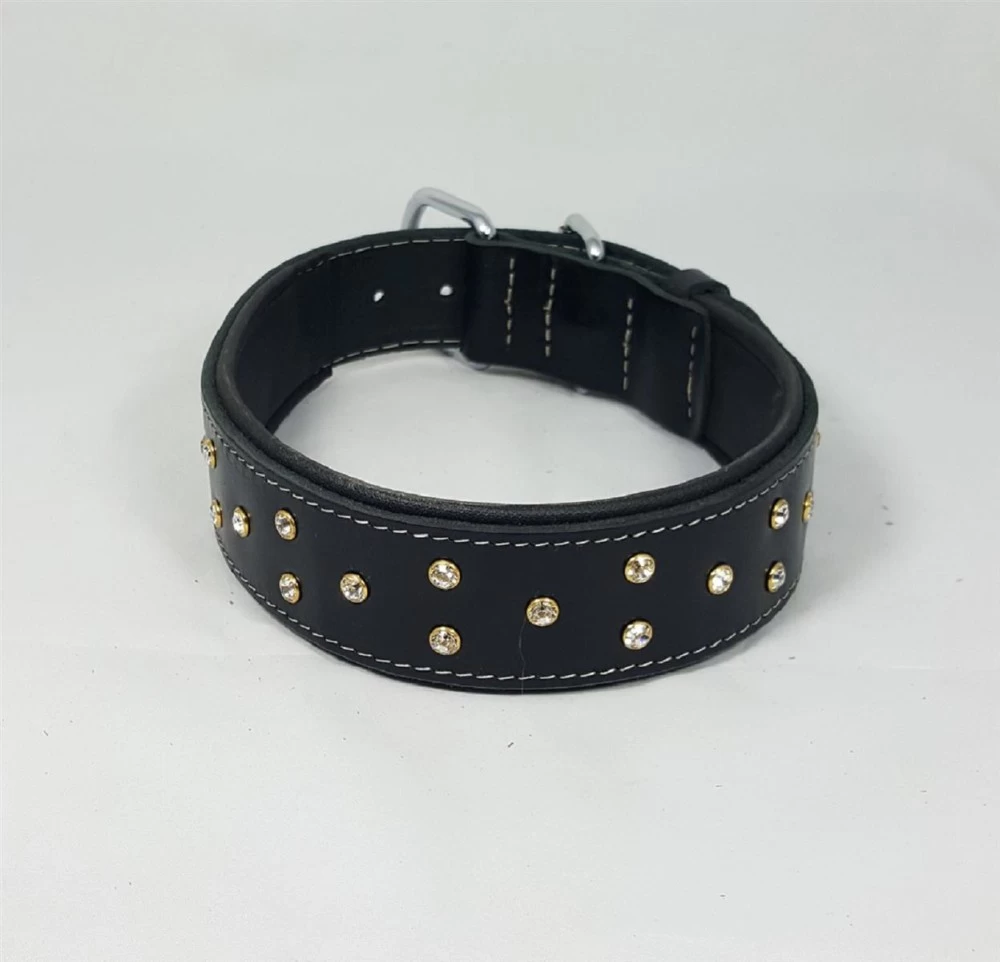 Savelli-Pet Halsband Echtleder Softpad Swarovski Steinen Ca.41 - 51cm Für Hunde – Bild 11