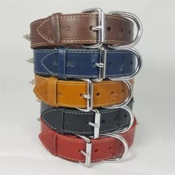 Savelli-Pet Halsband Feinstes Echtleder Mit Nieten Ca.37,5cm - 45,5cm Für Hunde
