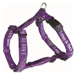 TRIXIE H-Geschirr Modern ArtThis Is The Boss L-XL 75 - 100cm 25mm Lila Für Hunde