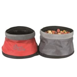 TRIXIE Zubehör Reise-Doppelnapf 1,1 L/1,4 L Rot/grau Für Hunde